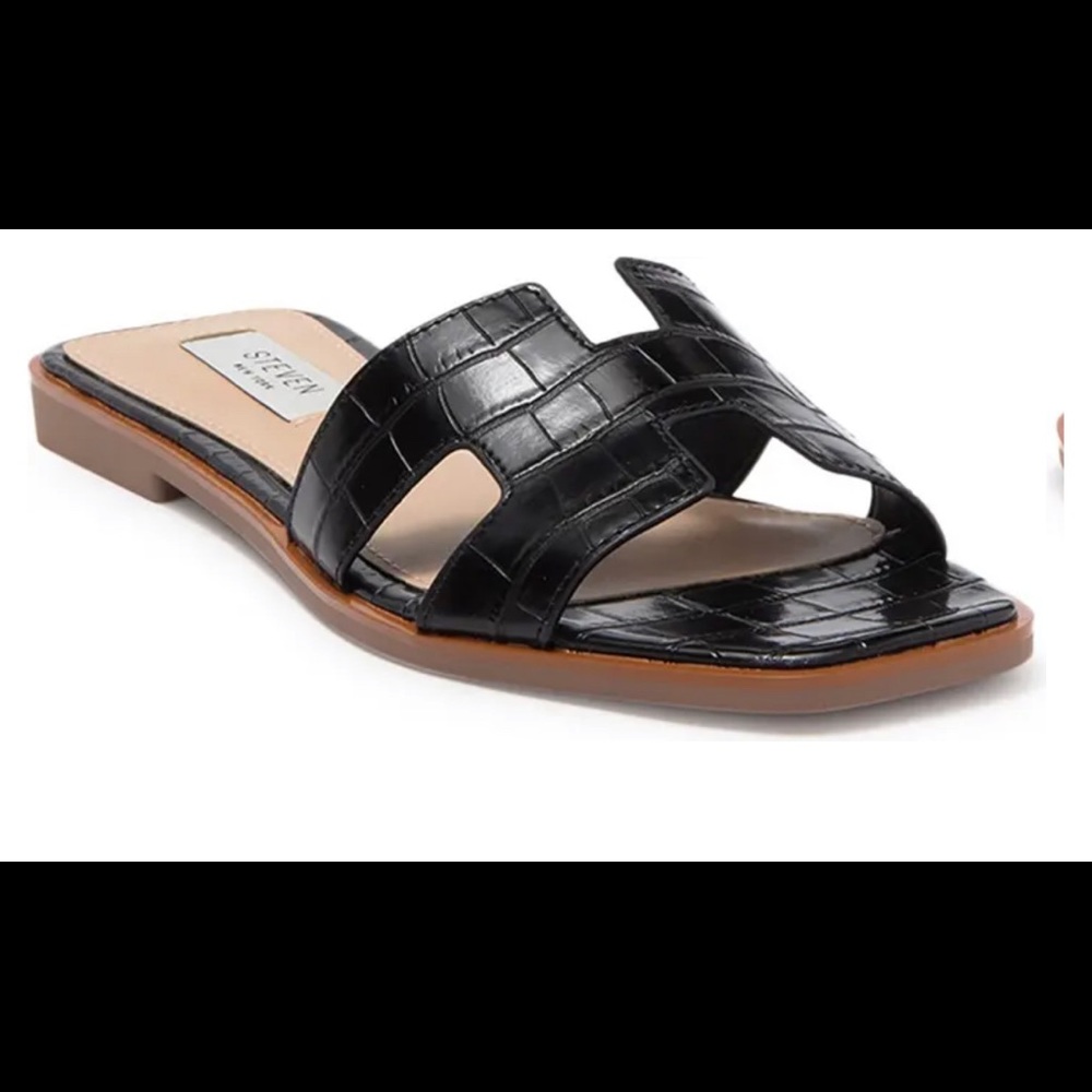 New* Steven New York “Croc Print” black sandals